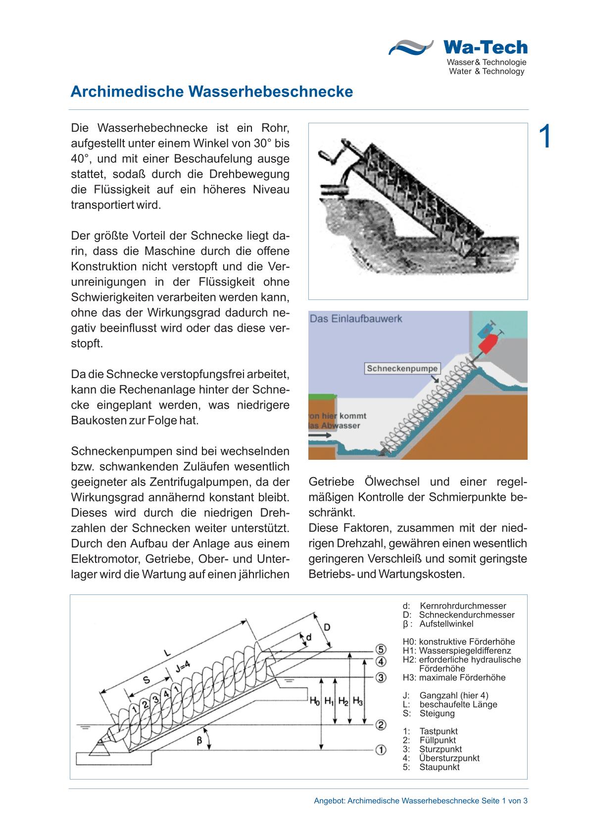 Archimedean screw pump